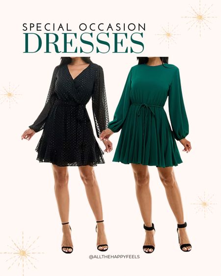 Special occasion dresses 
#specialoccasiondress #holidaydress #greendress #blackdress #christmasdress #shortgreendress #partydress #shortblackdress #longsleevedress #allthehappyfeels

#LTKfindsunder100 #LTKmidsize #LTKparties