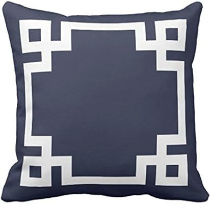 Emvency Throw Pillow Cover Cute Preppy Navy Blue and White Greek Key Girly Decorative Pillow Case... | Amazon (US)