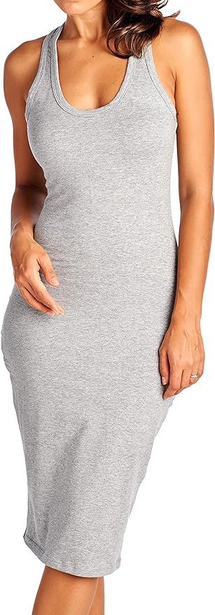 Women's Fitted Sleeveless Racerback Midi Bodycon Tank Dress | Amazon (US)