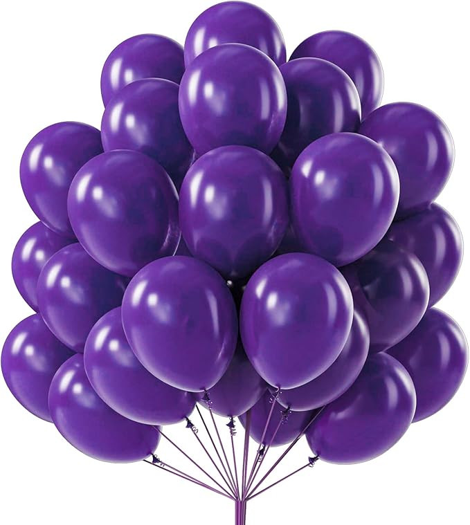 PartyWoo Dark Purple Balloons 50 pcs 12 Inch Royal Purple Balloons for Graduation Halloween Mardi... | Amazon (US)