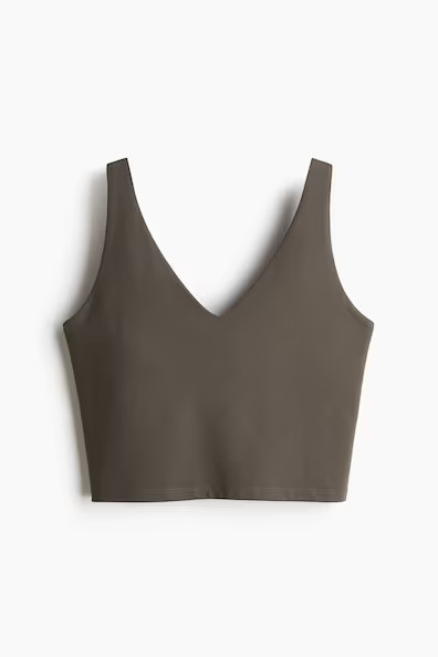 H & M - Yoga-BH mit SoftMove Lycra Light Support - Dunkelgrau | H&M (DE, AT, CH, NL, FI)