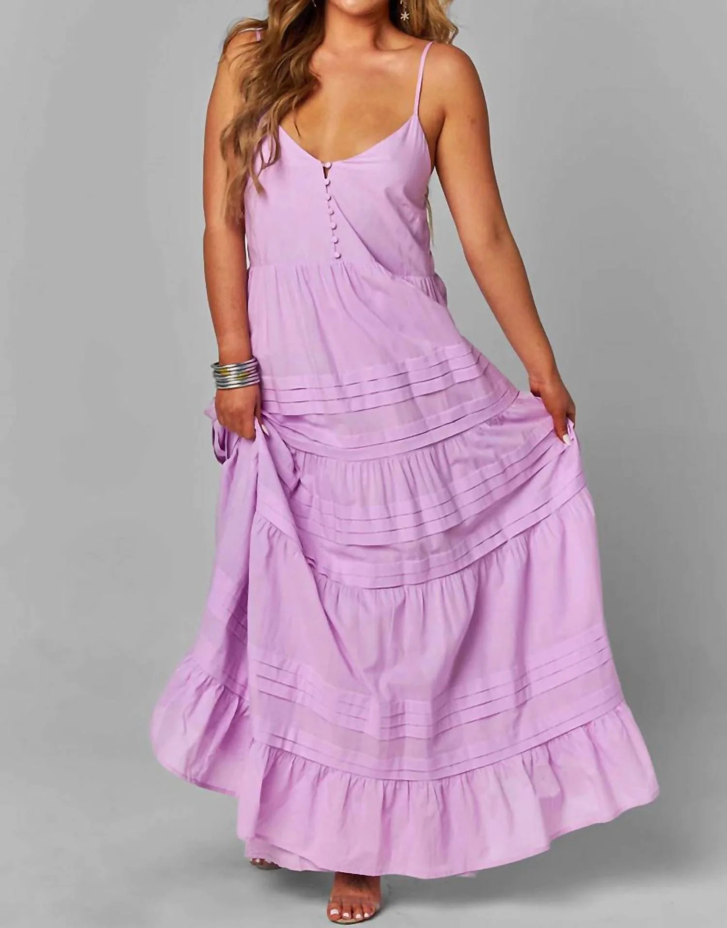 Tiered Maxi Dress In Lavander | Shop Simon