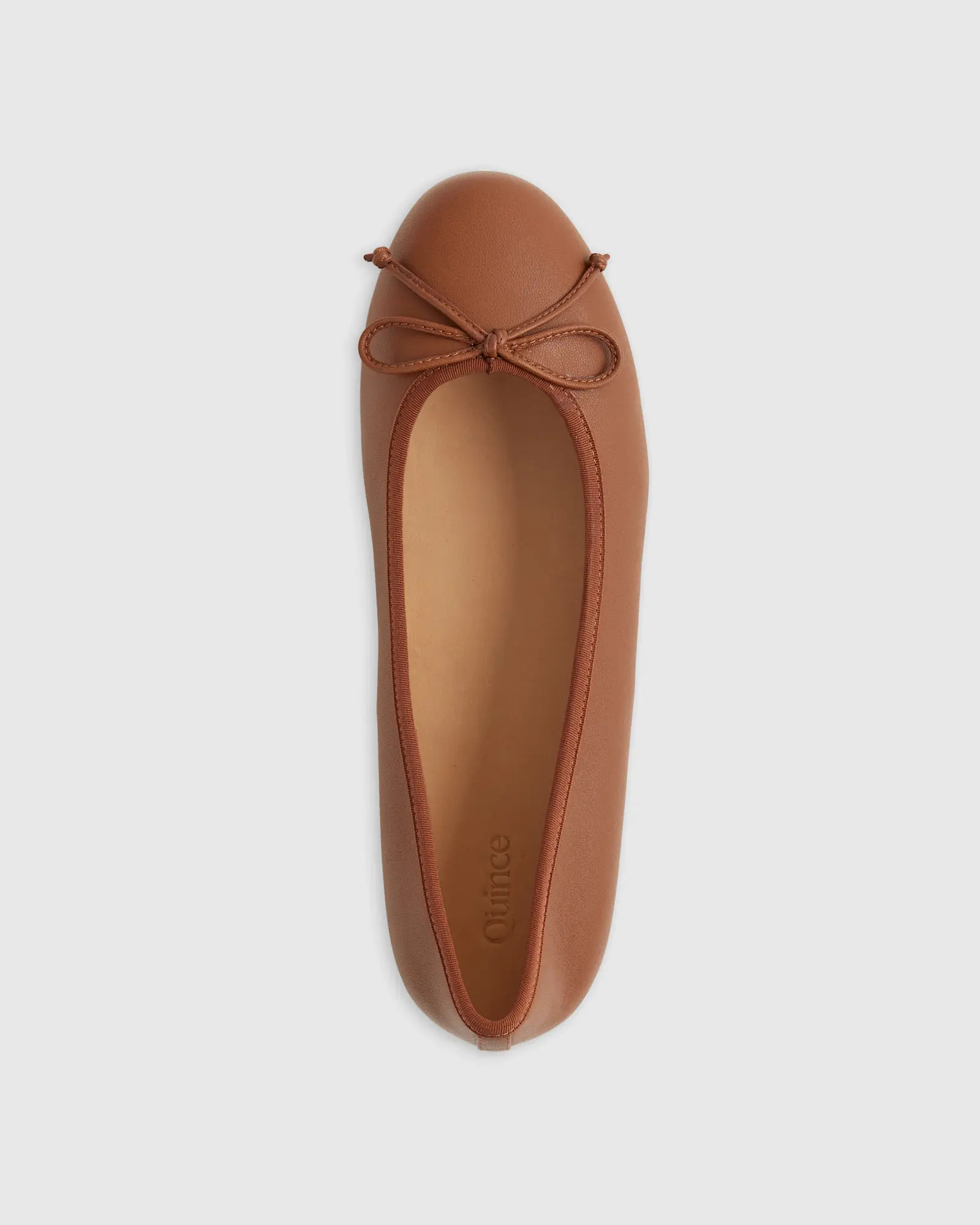 Italian Leather Bow Ballet Flat in Cognac | Quince