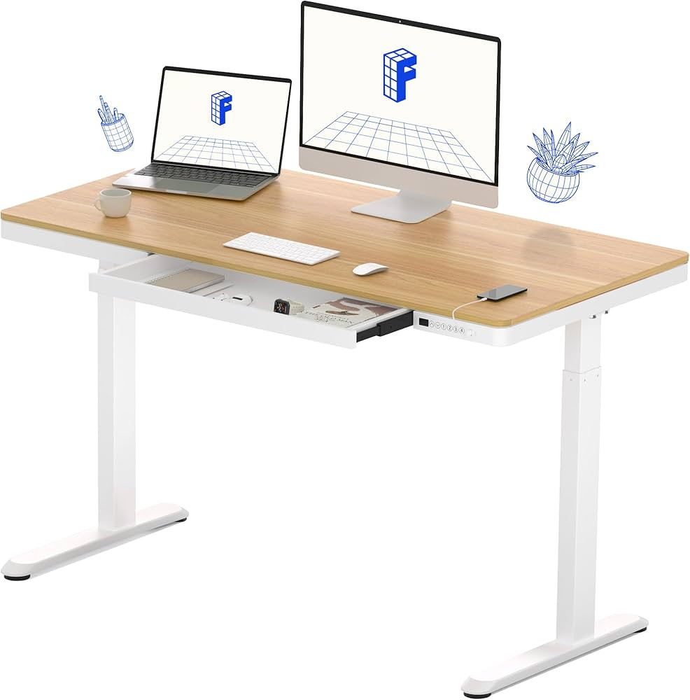 FLEXISPOT Comhar Electric Standing Desk with Drawers Charging USB Port, Height Adjustable 48" Who... | Amazon (US)