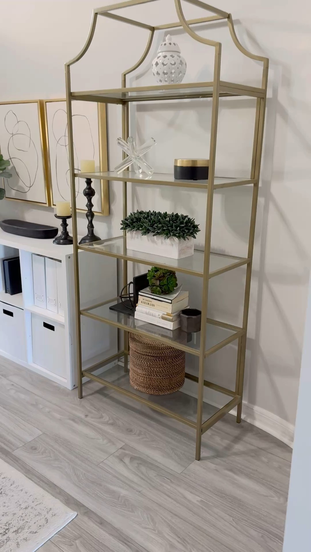 Gold bookshelves, office decor, home decorr

#LTKWatchNow #LTKHome #LTKSeasonal