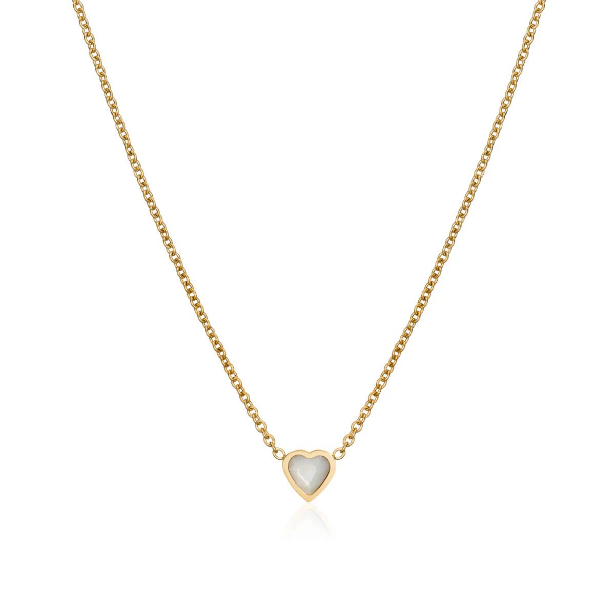 Mini Heart Birthstone Necklace (Gold) | Abbott Lyon