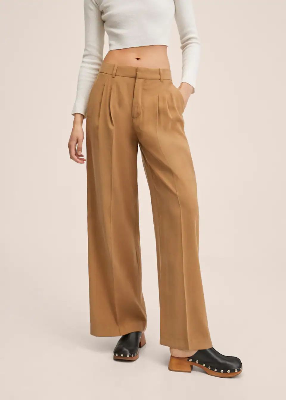Wideleg pleated trousers | MANGO (US)