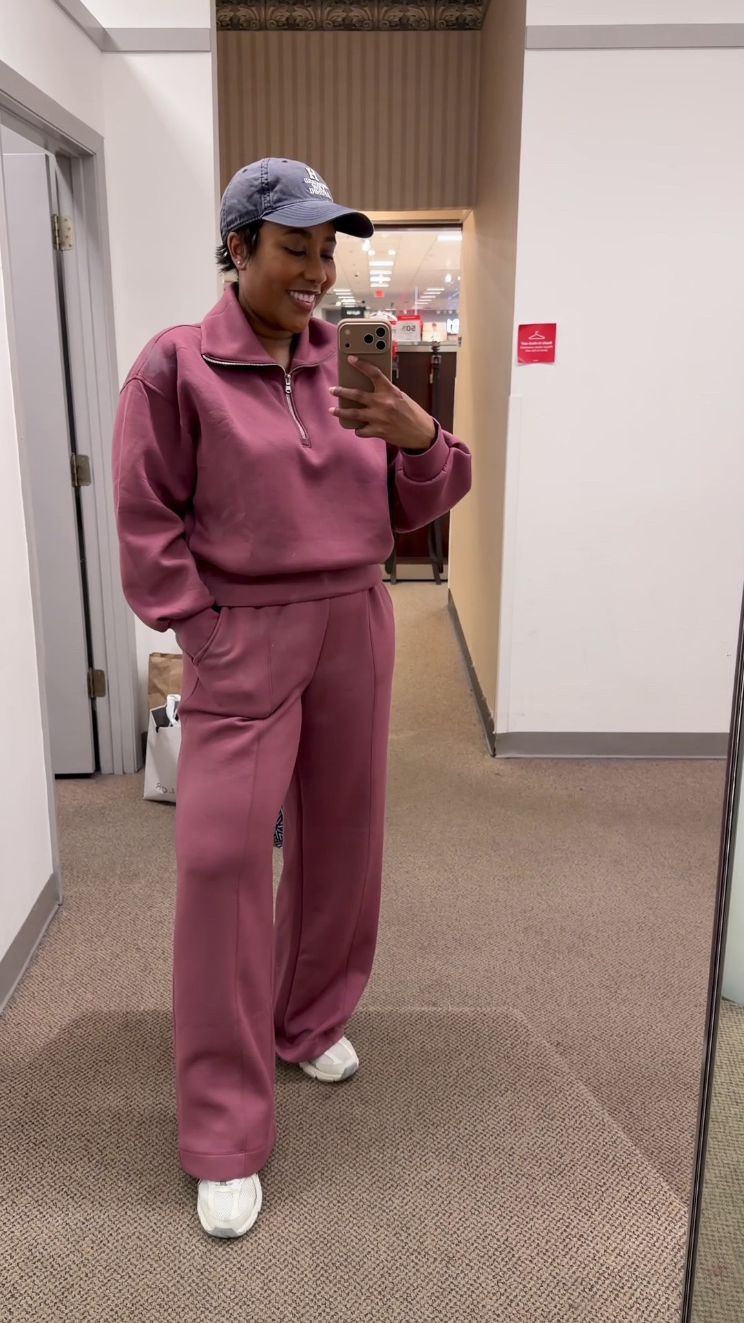 Old Navy Bounce Fleece sets are my current favorites for lounging and running errands. So comfy and comes in many colors. I’m wearing a small in top and medium in bottom 