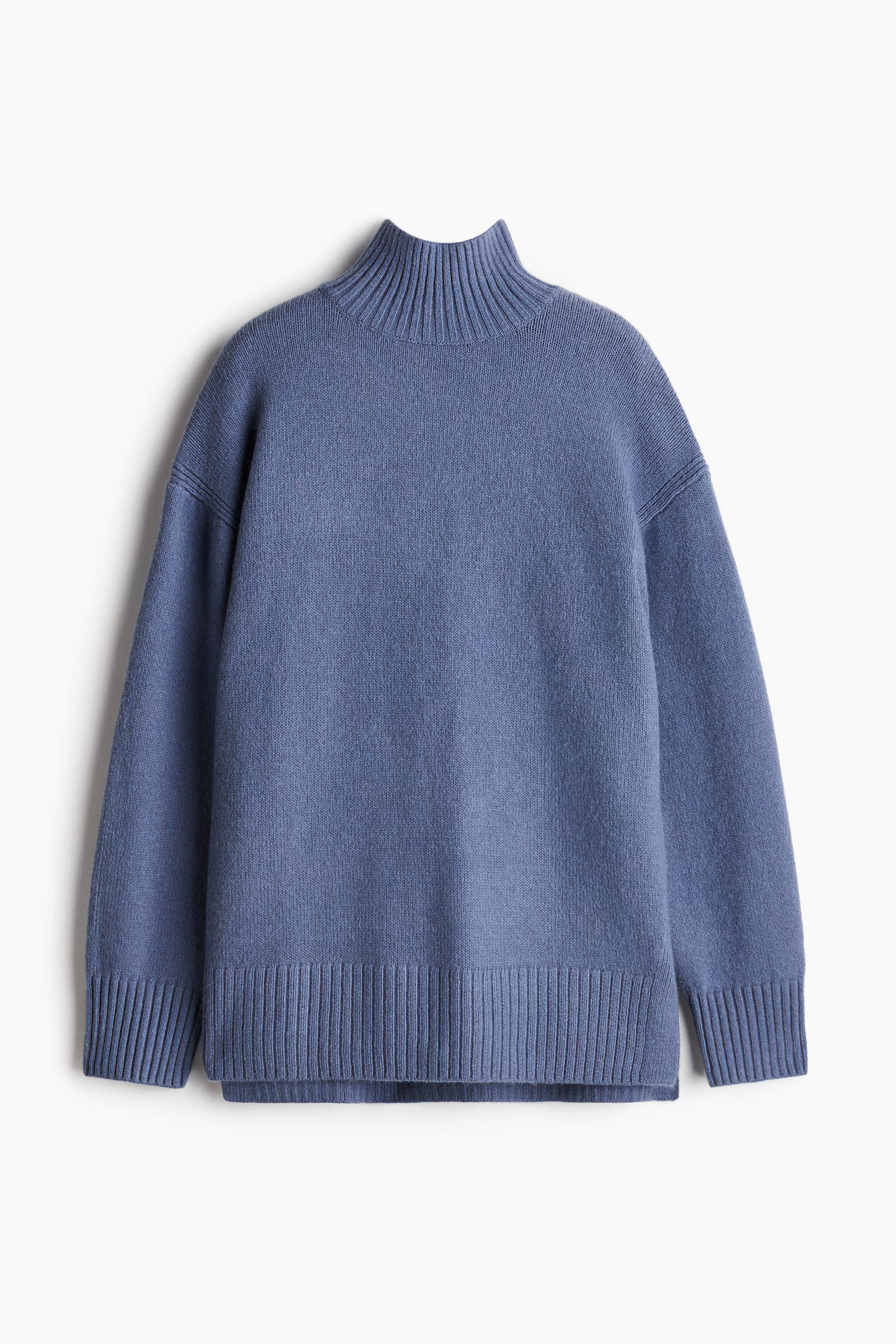 Oversized polo-neck jumper - Turtleneck - Long sleeve - Pigeon blue - Ladies | H&M GB | H&M (UK, MY, IN, SG, PH, TW, HK)