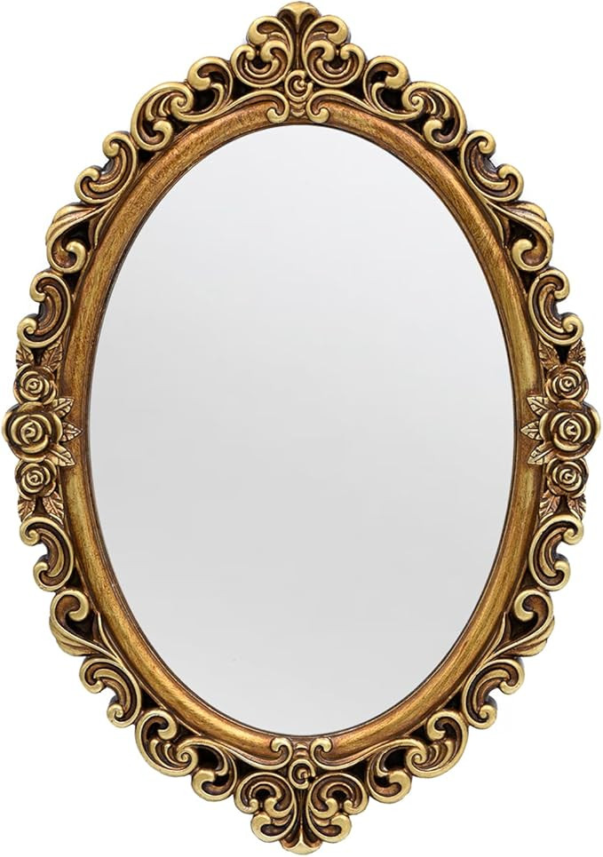 OIGUMR Oval Wall Mirror Mirror Vintage Hanging Mirrors for Bedroom Living-Room Dresser Decor (Gol... | Amazon (US)