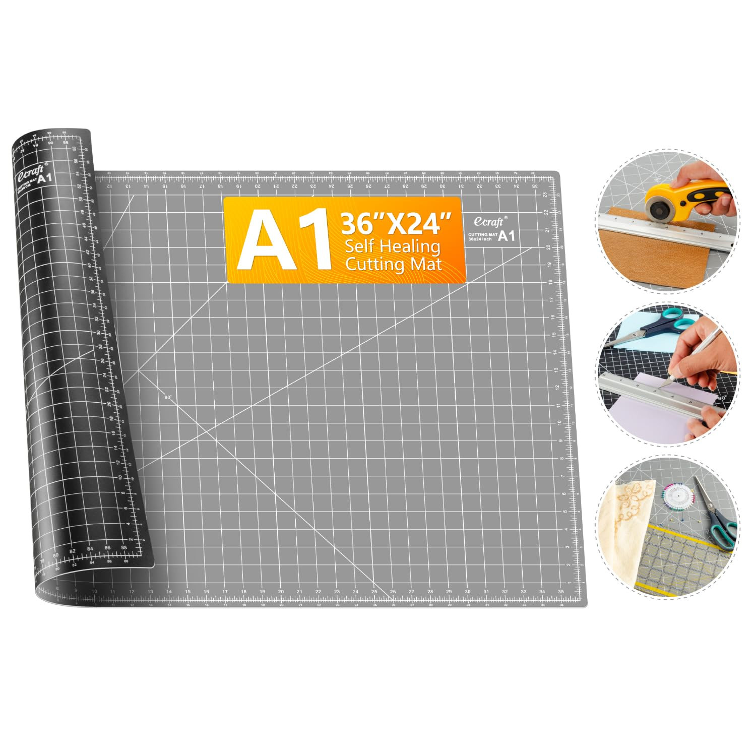 Ecraft Large Self Healing Cutting Mat: 24" x 36" Double Sided 5-Ply Hobby Mat, A1 Rotary Cutting ... | Amazon (US)