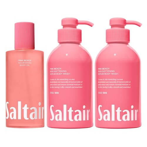 Saltair Pink Beach Body Care Bundle – Jumbo Body Oil (10oz) & Body Wash 2-Pack | Hydrating Cleanser and Moisturizing After-Shower Oil for Women and Men | Amazon (US)
