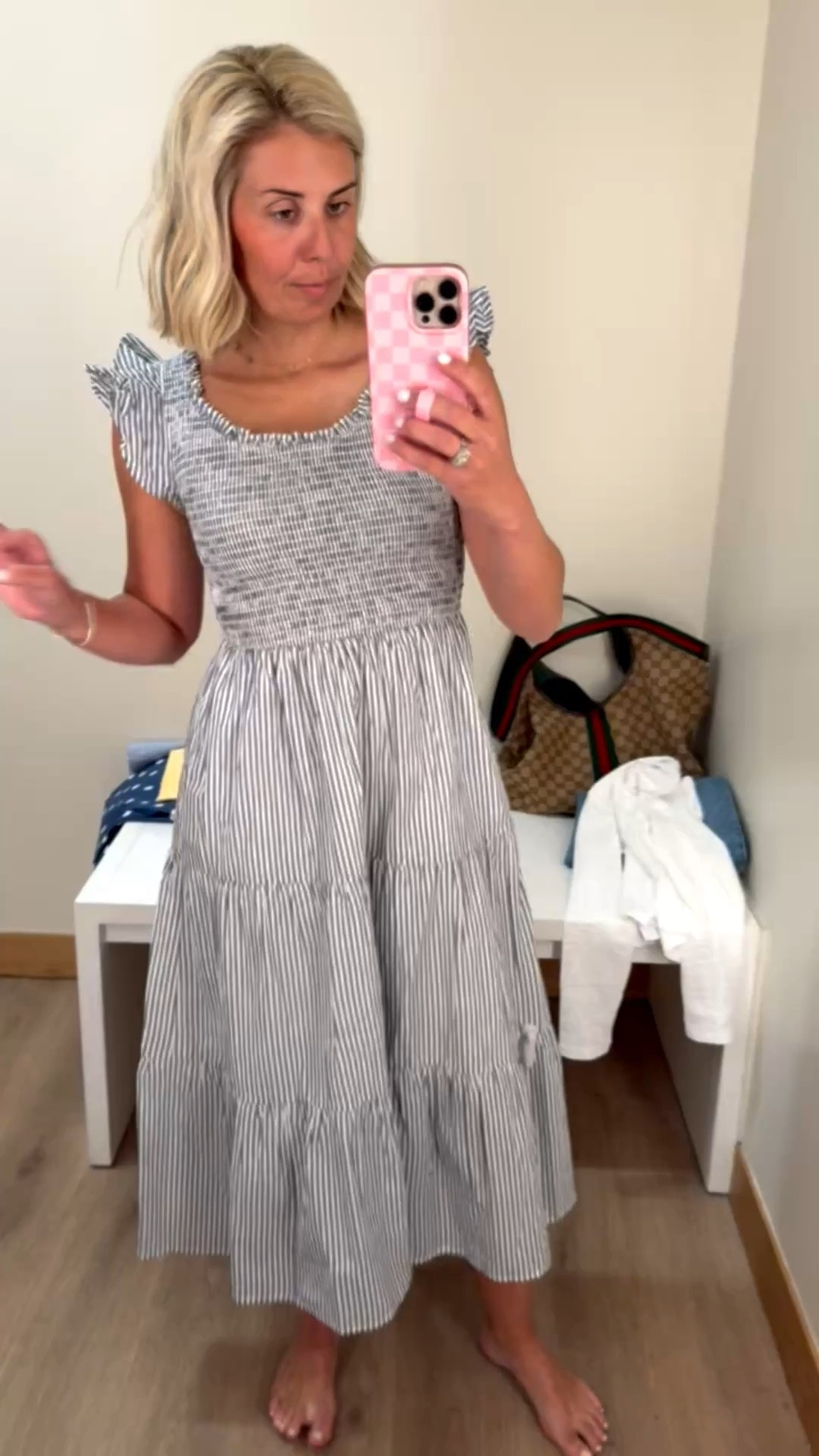 Ok, this is the biggest yes of the try-on! This is such a flattering dress, bra friendly & so adorable. We call that a yes dress! It also comes in navy and a lavender print.￼I’m in xs. 

#LTKdayinmylife #LTKSaleAlert #LTKmomlife