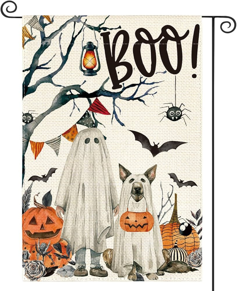 AVOIN colorlife Halloween Boo Garden Flag Ghost Dog Spooky 12x18 Inch Double Sided Outside, Burla... | Amazon (US)