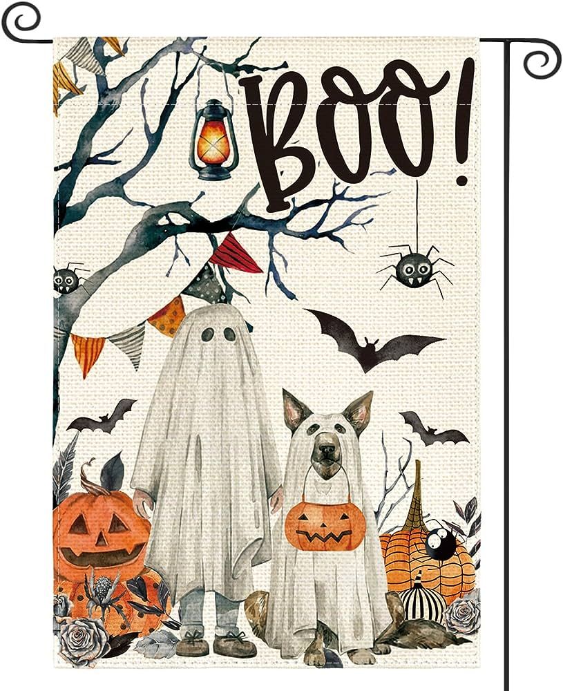 AVOIN colorlife Halloween Boo Garden Flag Ghost Dog Spooky 12x18 Inch Double Sided Outside, Burla... | Amazon (US)