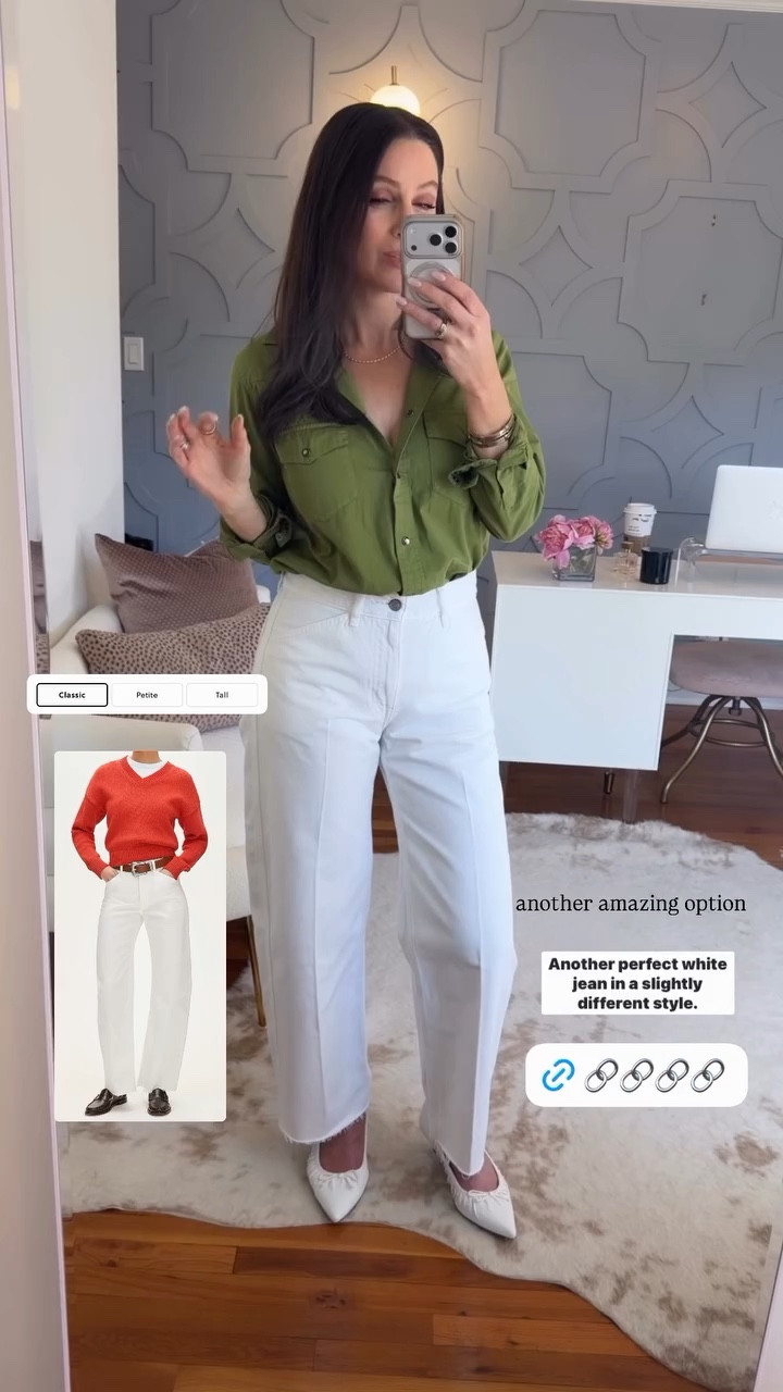 Perfect white barrel jean. Available in petite, regular, and tall. Run true to size! 

#LTKOver40 #LTKootd #LTKSeasonal