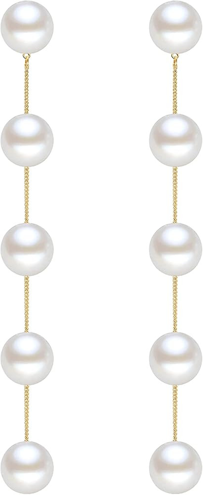 Long Pearl Earrings for Women 925 sterling silver Pearl Dangle Earrings Hypoallergenic Elegant We... | Amazon (US)