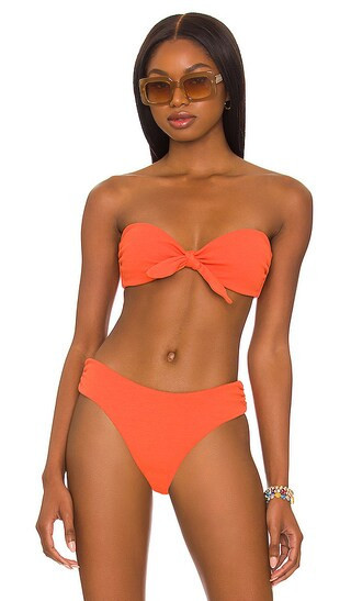 Katrine Tie Front Bikini Top | Orange Bikini | Orange Swimsuit | Bathing Suit | Bandeau Bikinis | Revolve Clothing (Global)