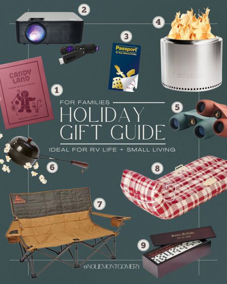 Holiday gift guide for families, ideal for small living and RV life. 👌🏼Lots of fun gifts to encourage creating family memories.. from outdoor movie nights to roadtrip adventures to family game nights! 🔥🪵🍿🌲🤎

TAGS: RV life. RV lifestyle. Family gift guide. Family gift ideas. Family traditions. Smart tv projector. Passport of national parks. Solostove. Smokeless fire pit. Candy land. Aesthetic board games. Dominoes. Binoculars. Popcorn popper. Popcorn kettle. Two person camping chair. Camping couch. Inflatable sled. Nostalgic Christmas. Family heirloom  

#LTKCyberweek #LTKHoliday #LTKGiftGuide