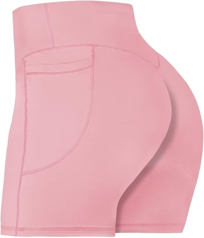 Sunzel No Front Seam Biker Shorts for Women with Pockets, Yoga Workout Gym Bike Shorts with Tummy... | Amazon (US)