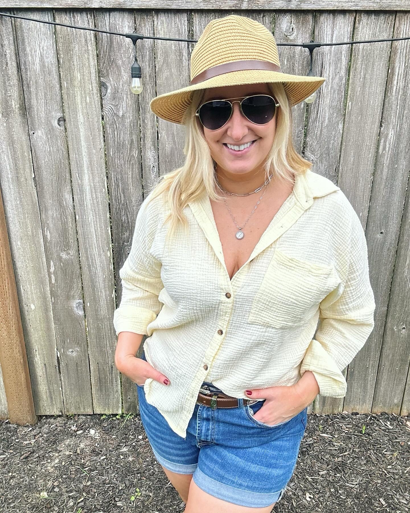 My favorite style! I love these casual and comfy country vibes! I love this light blouse and it goes perfectly with these denim shorts, belt, and my favorite boots! You can't go wrong with a sun hat and simple jewelry! 

#LTKstyletip #LTKfindsunder50 #LTKSeasonal