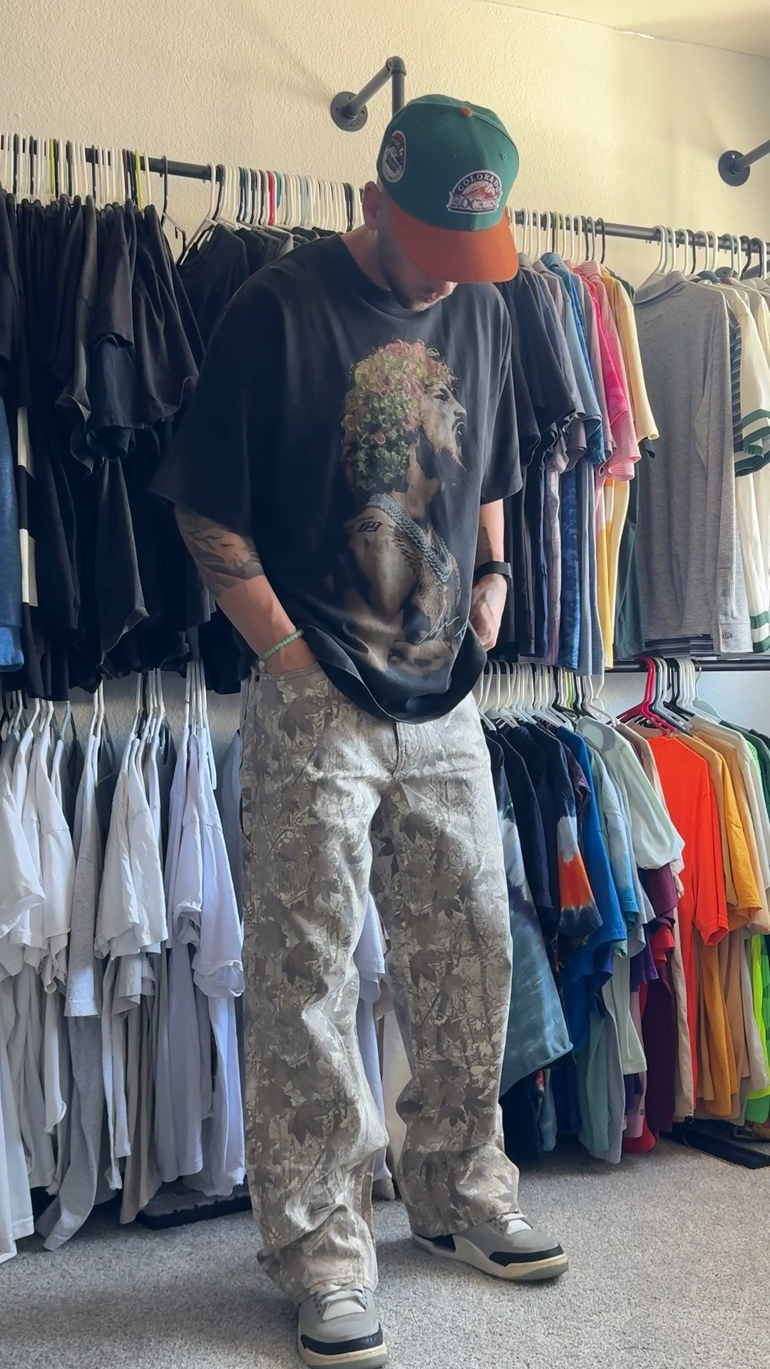 Vintage Rockies cap paired with an oversized Hendrix graphic tee, relaxed floral camo cargos, and clean sneakers. 

#Streetwear #OOTD #VintageStyle #StreetwearFashion #RetroVibes #MensStyle #CasualFits #StreetwearCommunity #OutfitInspo #LikeToKnowIt


#LTKSaleAlert #LTKStyleTip #LTKMens
