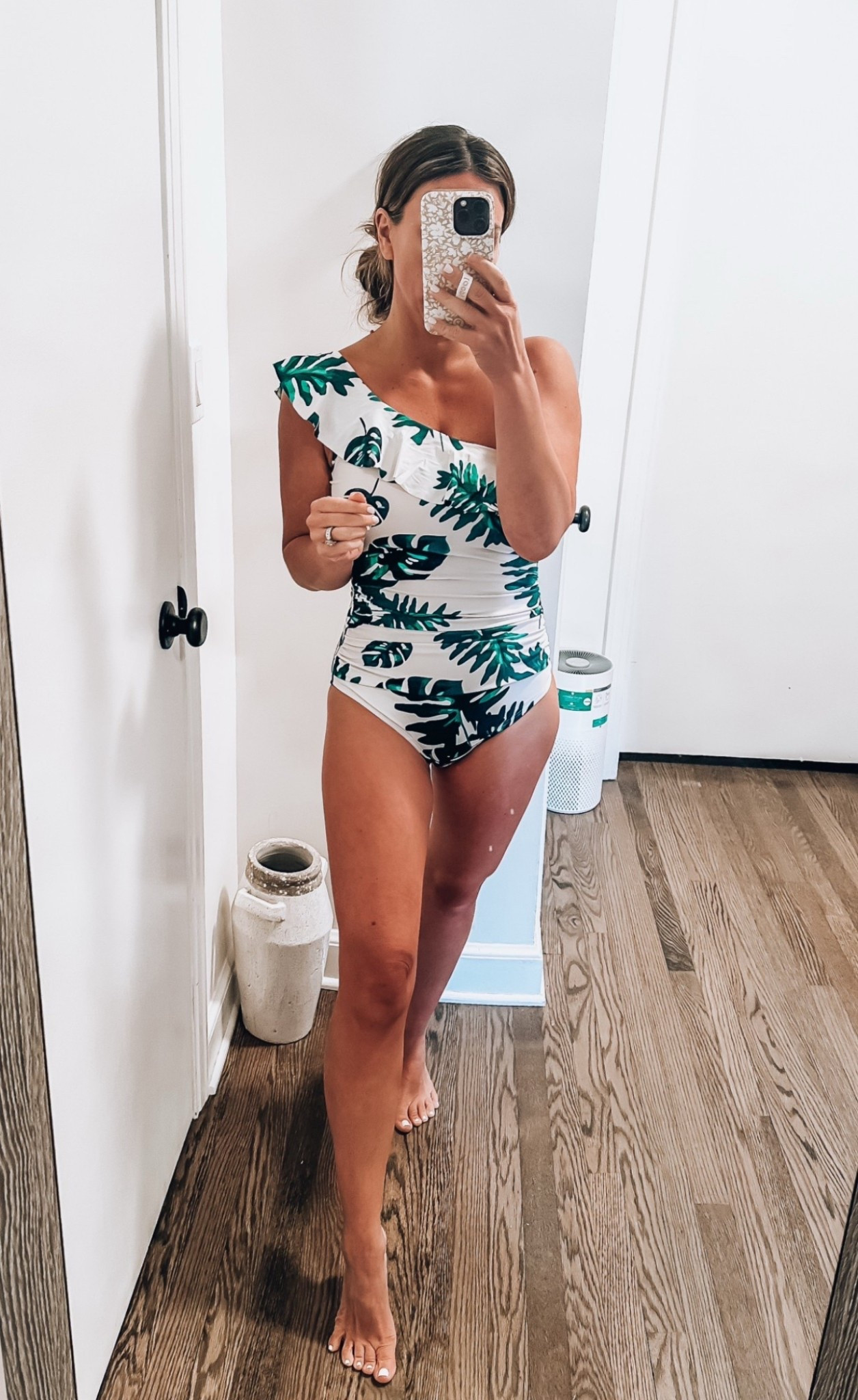 One shoulder in piece bathing suit tummy control Amazon 

Follow my shop @styledbydaisies on the @shop.LTK app to shop this post and get my exclusive app-only content!

#liketkit 
@shop.ltk
https://liketk.it/5bN6X