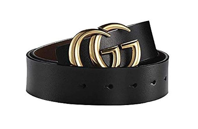 Fashion Leather Metal Buckle Unisex Women Men Belt Casual Business | Amazon (US)