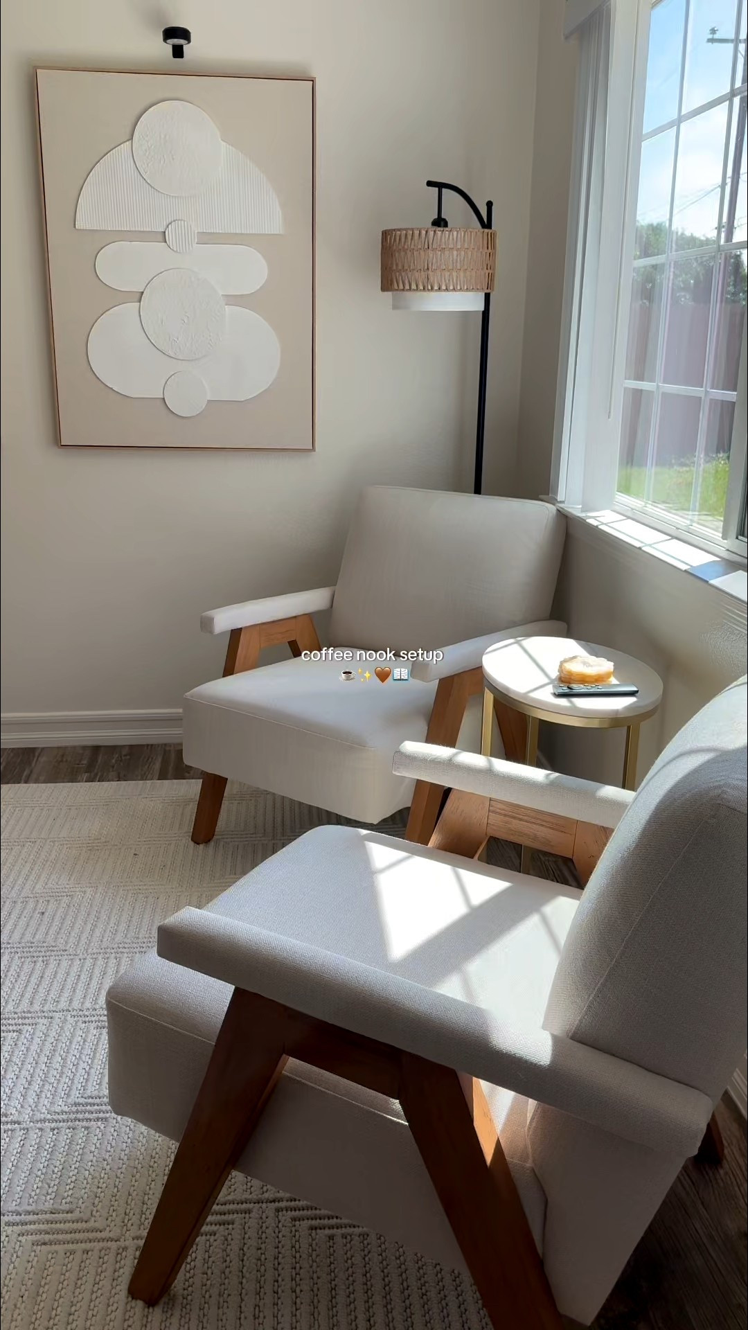 Set up the cutest little coffee nook ☕✨ Two Better Homes & Gardens chairs from Walmart (under $200 each 👀) paired with my espresso setup for the coziest corner 🤎📖

#LTKSeasonal #LTKHome #LTKFamily