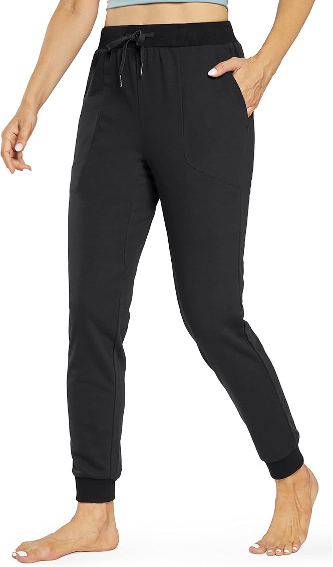 Promover Womens Sweatpants Cotton Joggers with Zipper Pockets Drawstring Elastic Waist Tapered Worko | Amazon (US)