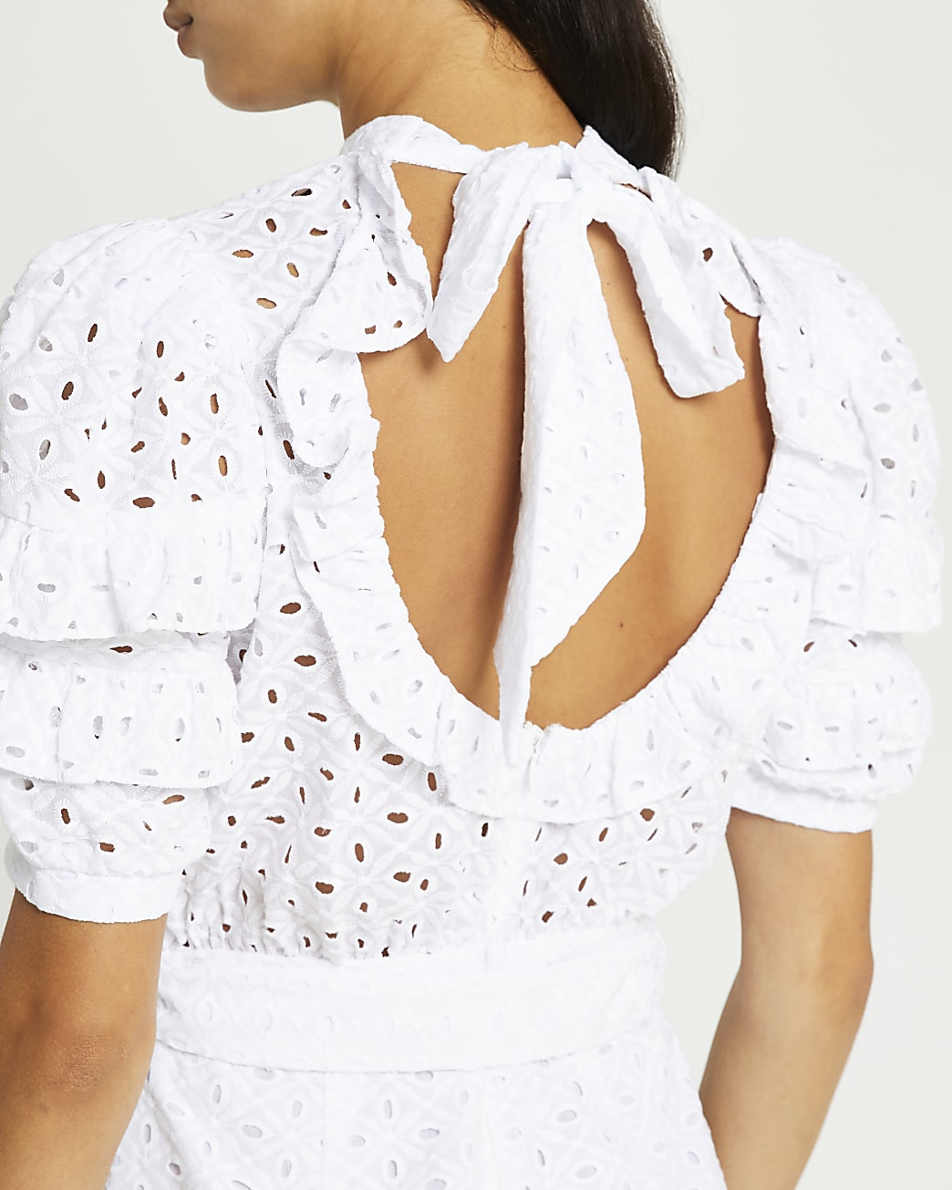White broderie playsuit | River Island (UK & IE)
