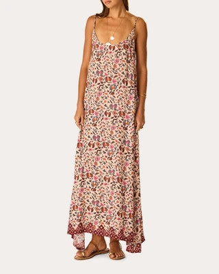 Natalie Martin Women's Heather Floral Maxi Slip Dress in Neutral Rayon | Olivela