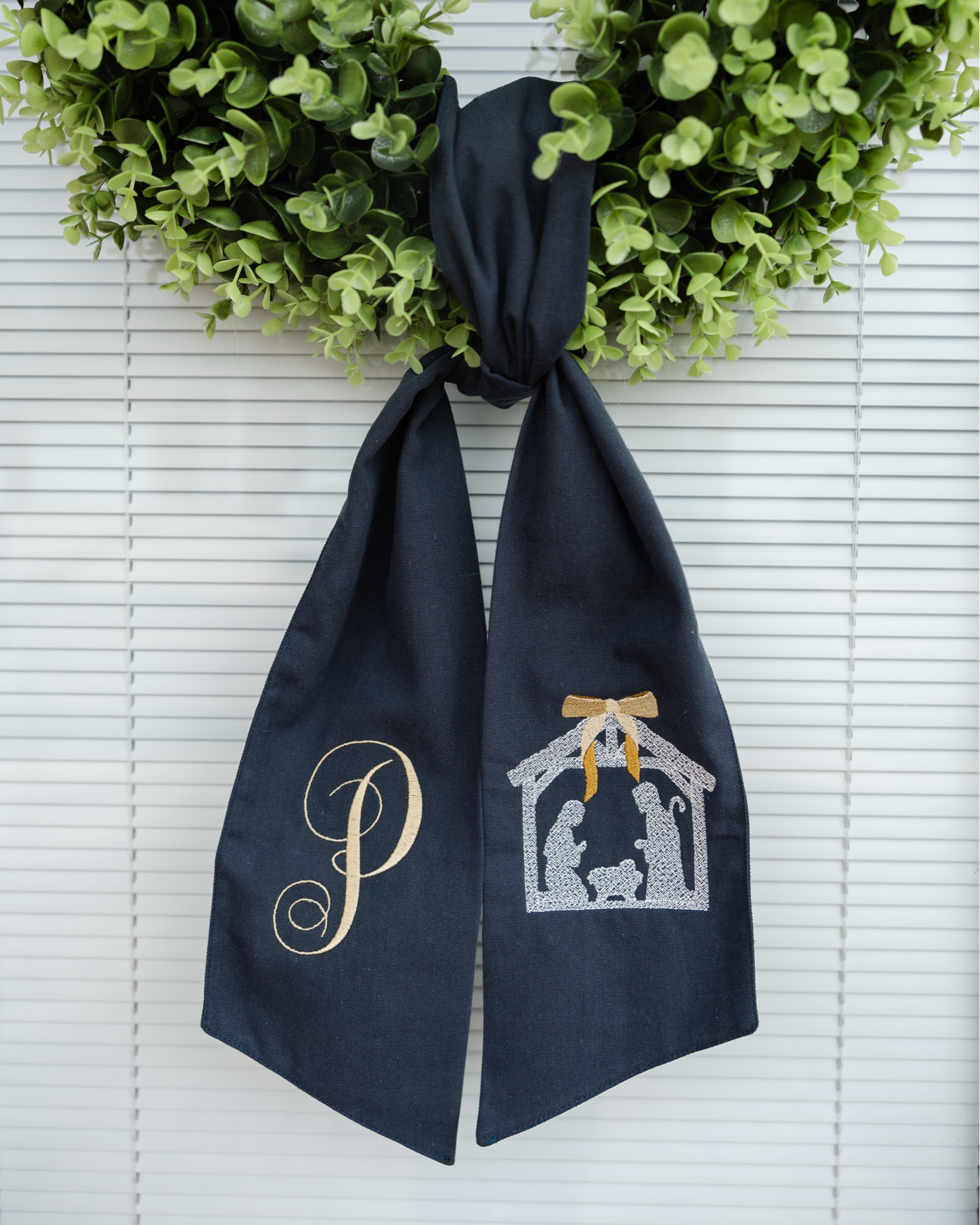 Navy nativity wreath sash with initial from Etsy! The cutest addition to any front porch this Christmas season.🎄

#LTKSeasonal #LTKHome #LTKHoliday