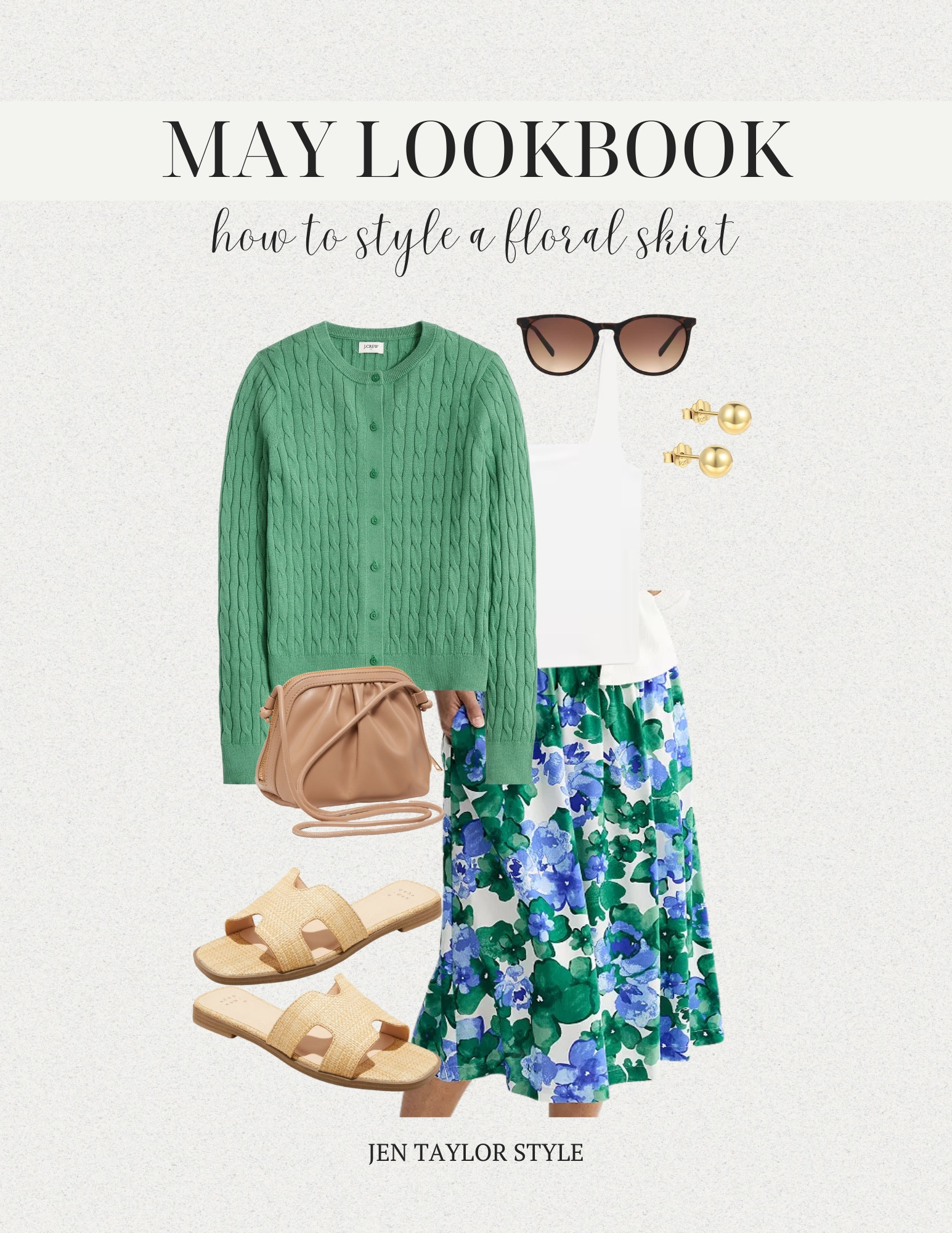 How to style a floral midi skirt with green cardigan for spring  

#LTKPlusSize #LTKStyleTip #LTKFindsUnder50