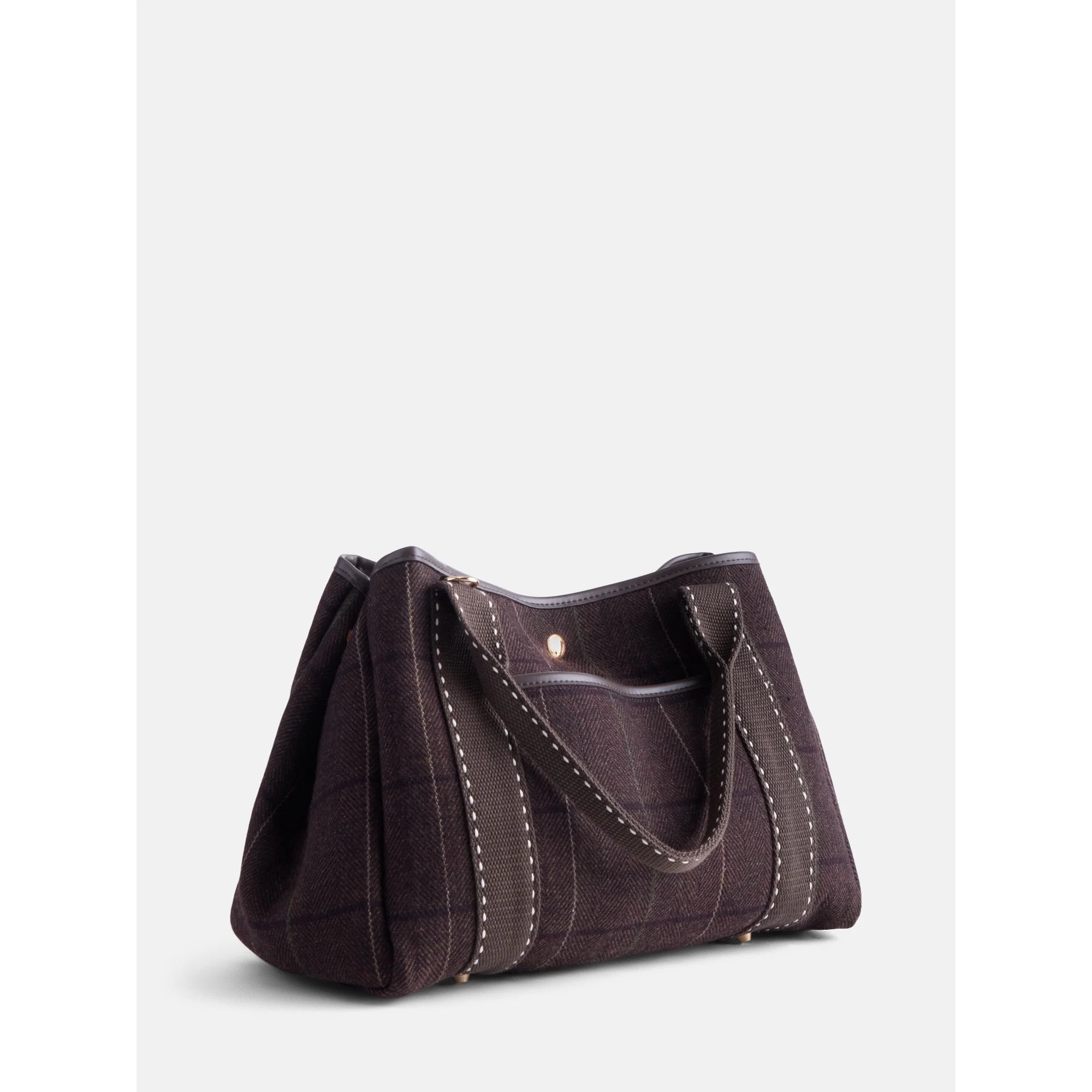 Free Assembly Women’s Plaid Medium Tote Handbag, Dark Brown | Walmart (US)