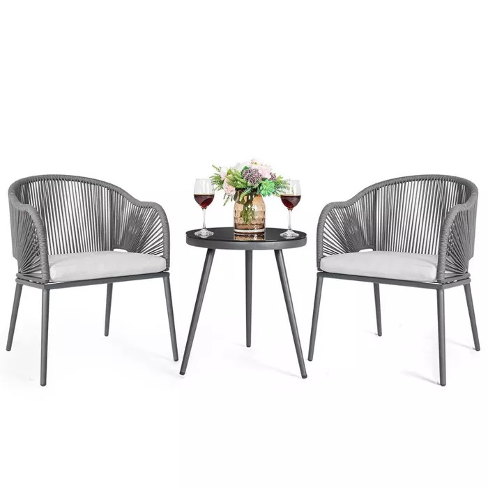 3pc Steel Bistro Set Gray - Nuu Garden | Target