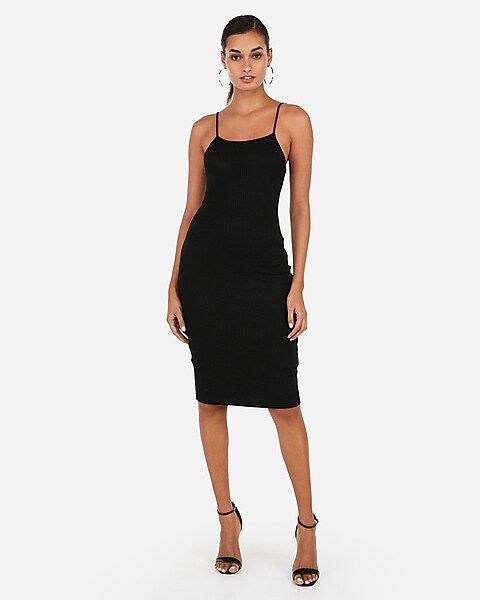 ribbed cut-out back midi sheath dress | Express