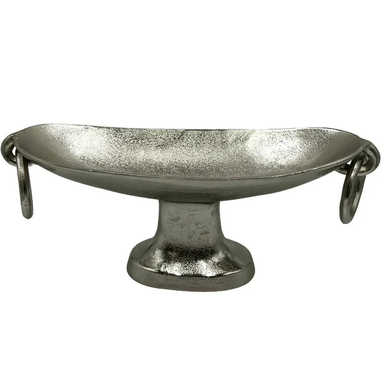 Bergamo Art 20" Decorative Handmade Aluminum Modern Pedestal Bowl in Nickel | Walmart (US)