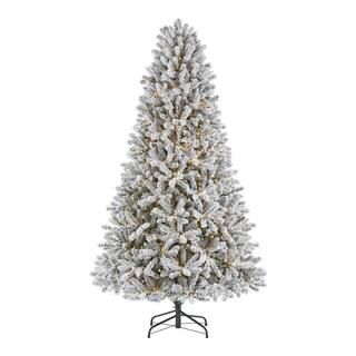 Home Accents Holiday 7.5 ft Starry Light Flocked Christmas Tree 016017552052185 - The Home Depot | The Home Depot