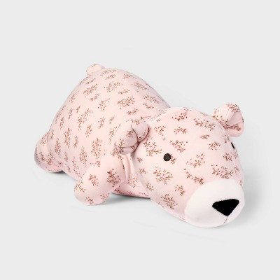 Pink Floral Bear Weighted Plush Throw Pillow - The Hollister Collection at Target | Target