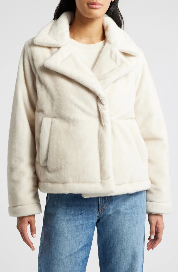 Sam Edelman Notched Lapel Faux Fur Jacket | Nordstrom | Nordstrom