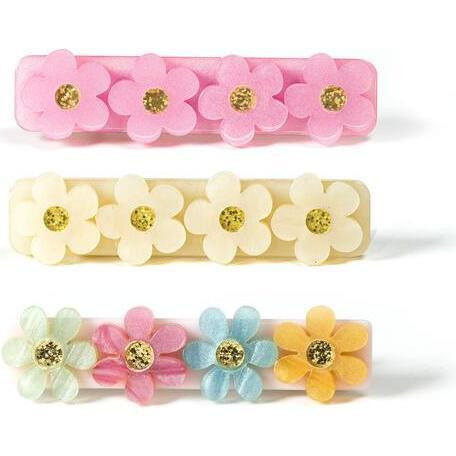 Flowers Satin Hair Clips, Multicolors (Set of 3) | Maisonette