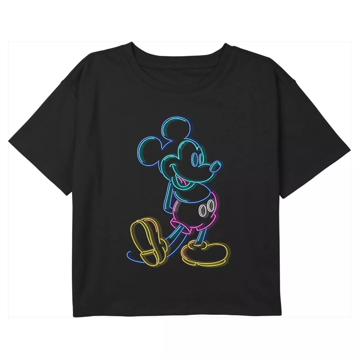 Girl's Mickey & Friends Neon Mickey Crop T-Shirt | Target