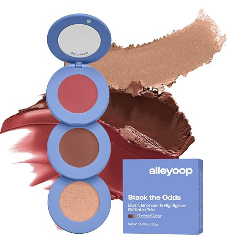 Alleyoop Stack The Odds - Stackable Makeup Palette - Cream Blush, Contour, Bronzer & Highlighter Blendable Cream Make up Palette - Natural, Glowy Finish - Makeup Stacks for Travel, Cocktail Hour | Amazon (US)