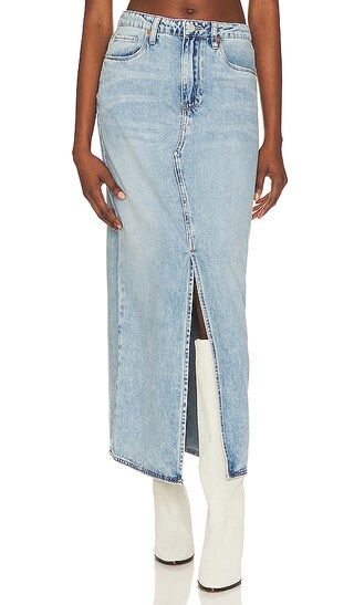 Mid Rise Denim Maxi Skirt in In My Mind | Revolve Clothing (Global)