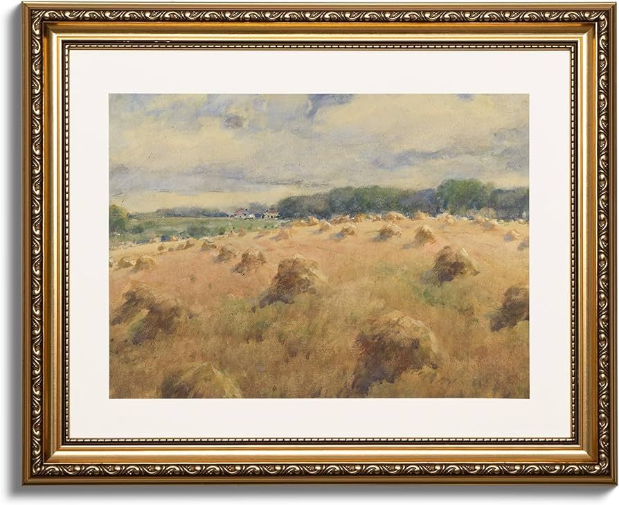 ARPEOTCY Vintage Gold Framed Wall Art, 13x16 inch Wheat Fields Scenery Retro Paintings, Canvas Pr... | Amazon (US)