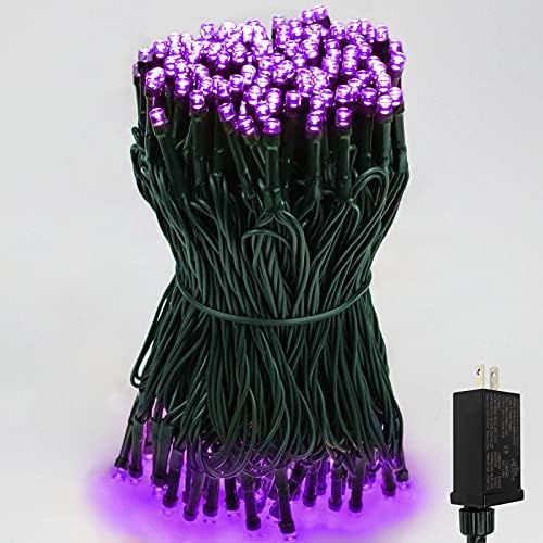 Purple 82FT 200 LED Extendable Halloween Lights for Outdoor/Indoor, Waterproof Green Wire Plug in St | Amazon (US)