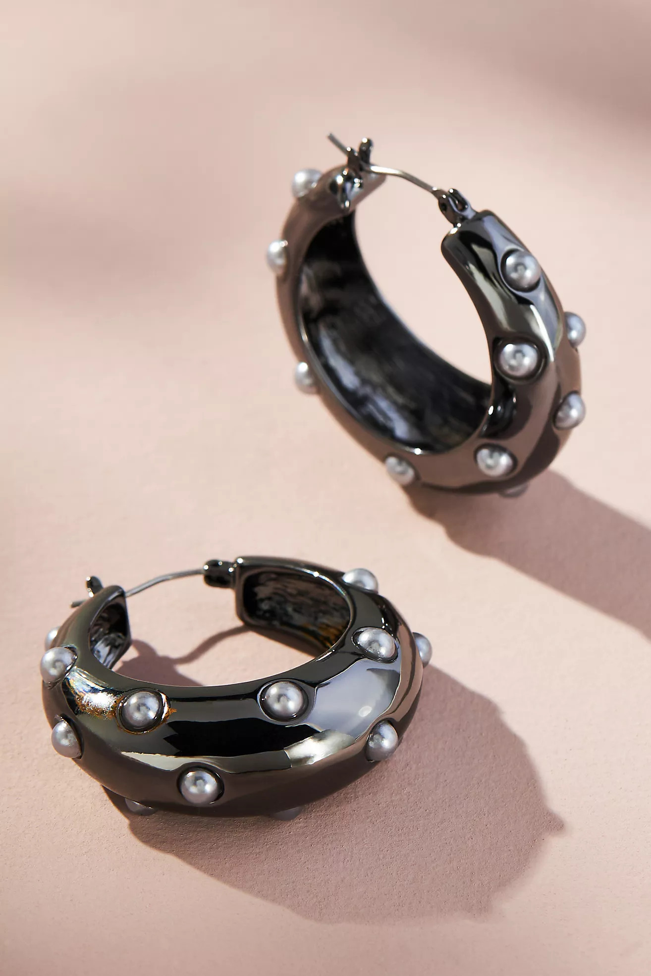 Pearl Studded Huggie Hoop Earrings | Anthropologie (US)