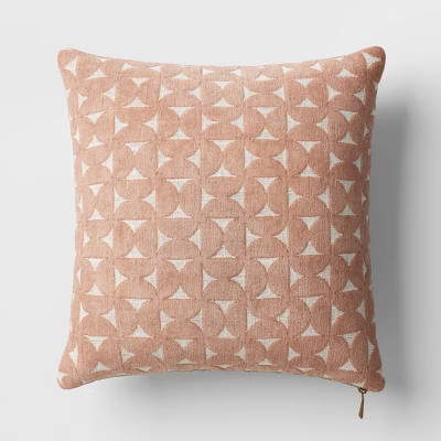 Velvet Jacquard Geo Square Throw Pillow Blush/Ivory - Threshold™: Textured, Zippered, Indoor Decor | Target