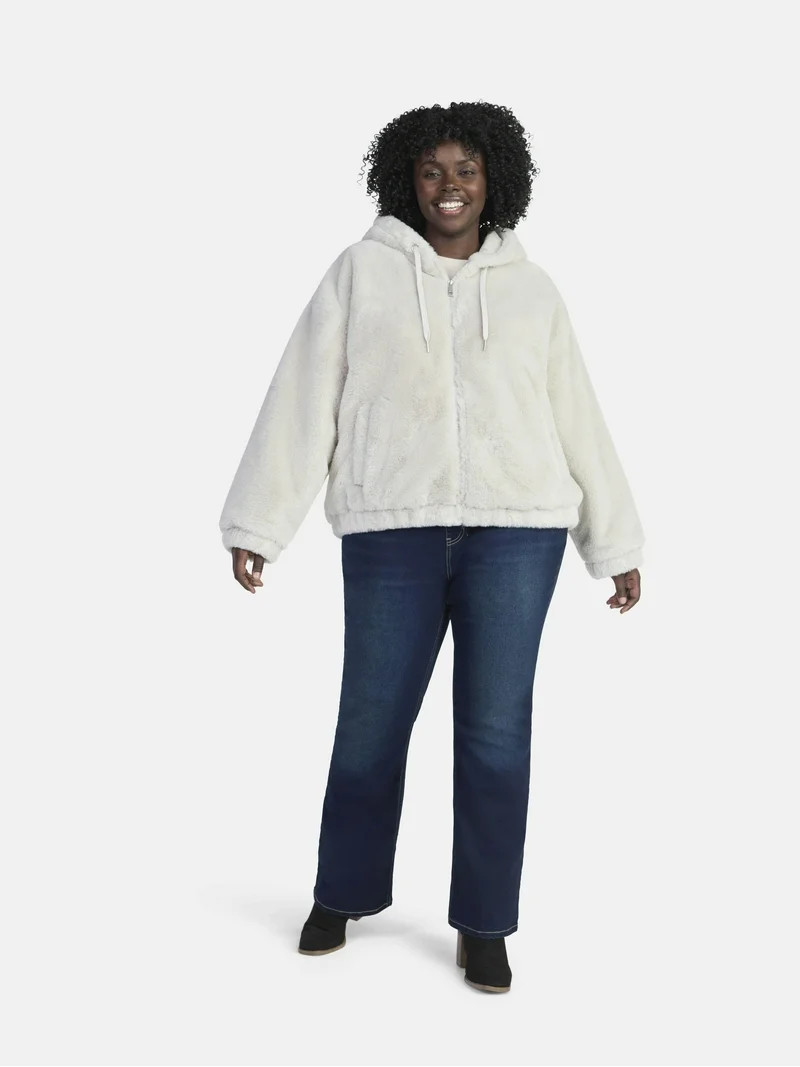 Time and Tru Women's and Women's Plus Faux Fur Hoodie Jacket, Sizes XS-2X | Walmart (US)
